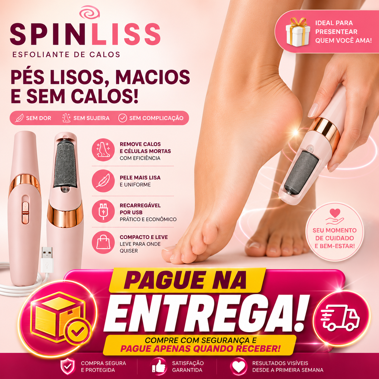 SpinLiss - Esfoliante de calos elétrico