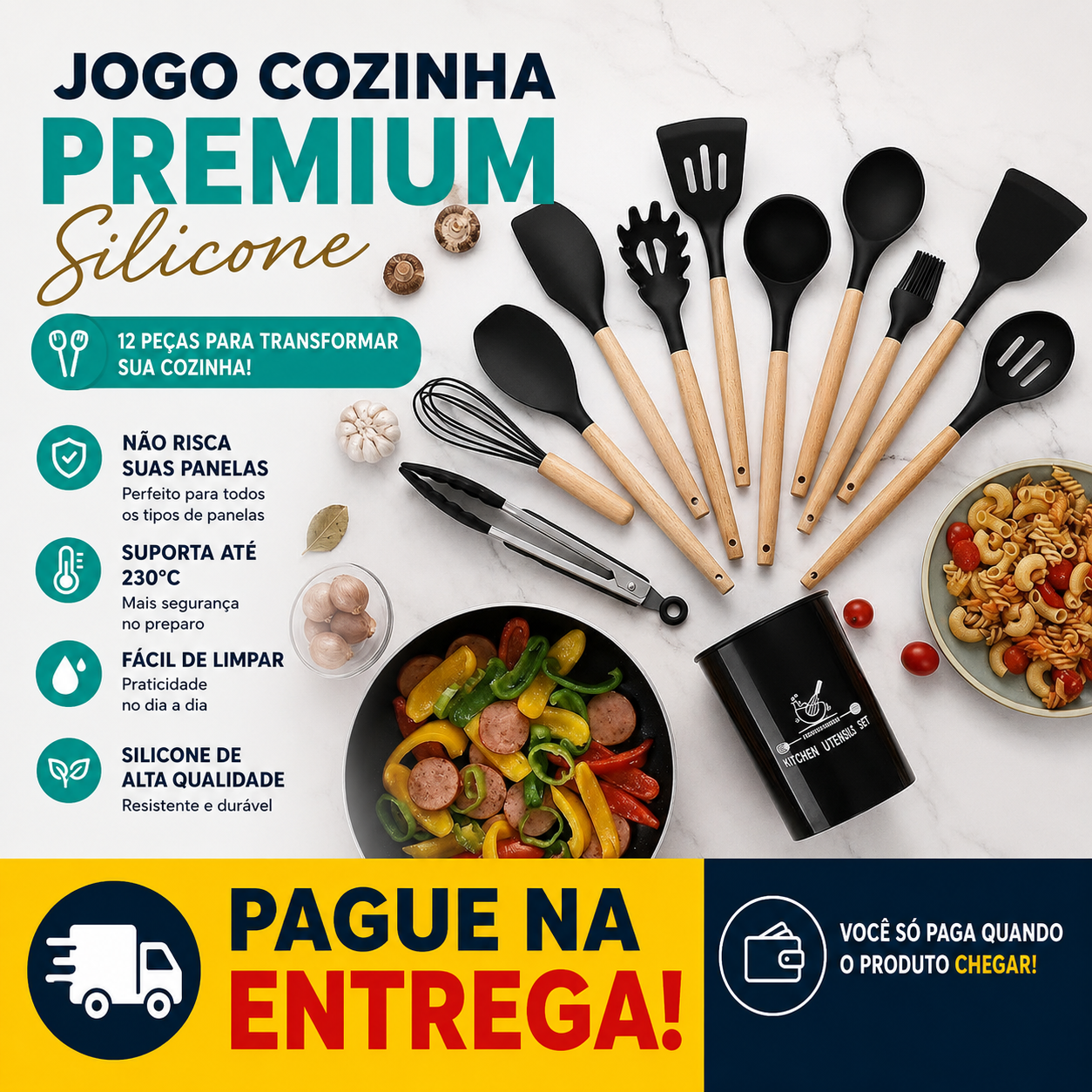 Jogo Cozinha Premium Silicone - 12 peças