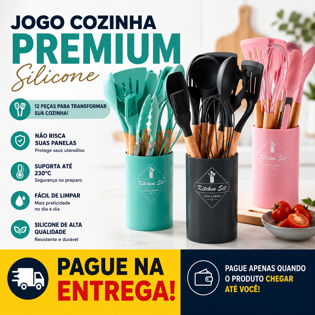 Peças do Jogo Cozinha Premium Silicone